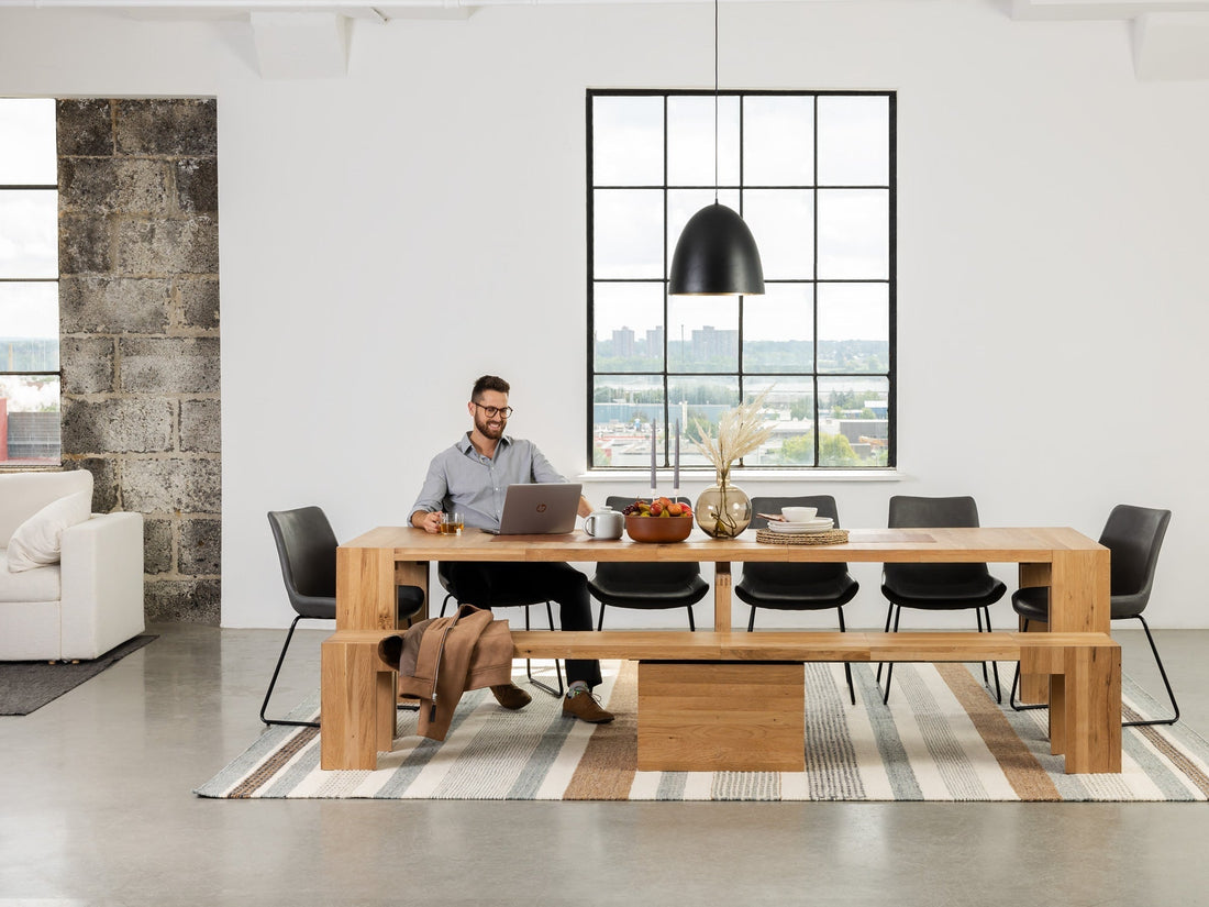 Banc extensible en bois pour salle à manger, jusqu’à 6 places, chêne scandinave — vue 10