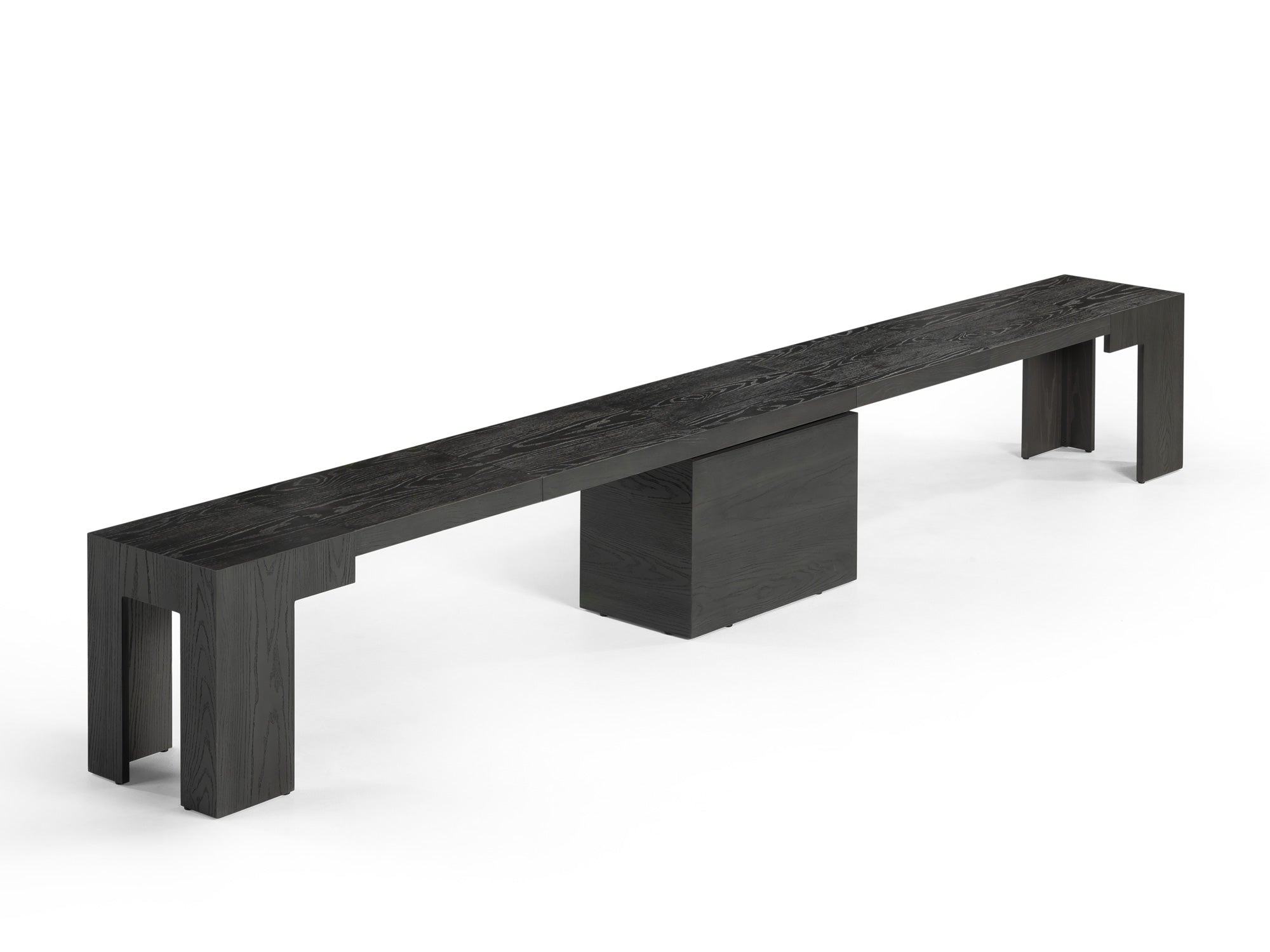 Banc extensible en bois pour salle à manger, jusqu’à 6 places, hickory fumé — vue 1