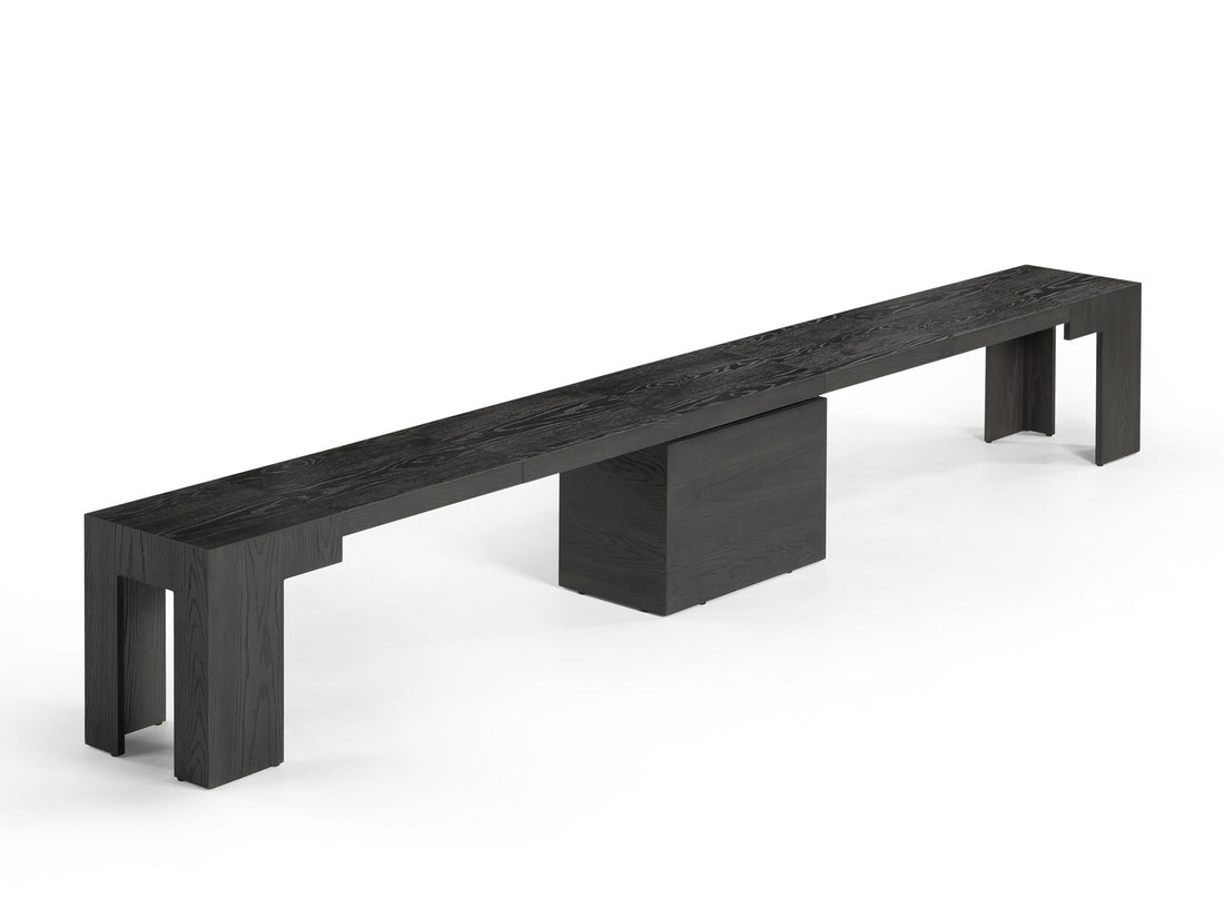 Banc extensible en bois pour salle à manger, jusqu’à 6 places, hickory fumé — vue 1