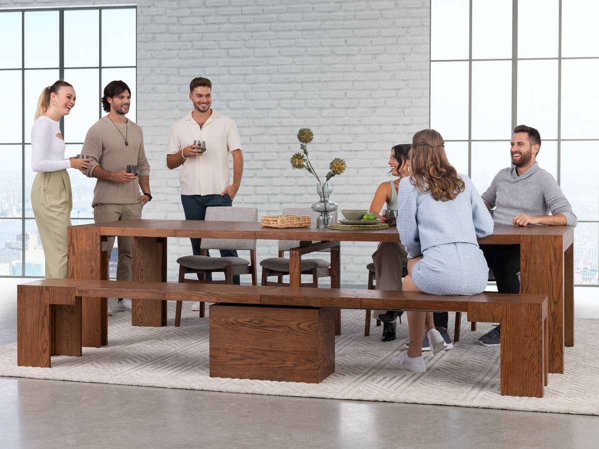 Banc extensible en bois pour salle à manger, jusqu’à 6 places, noyer américain — vue 7