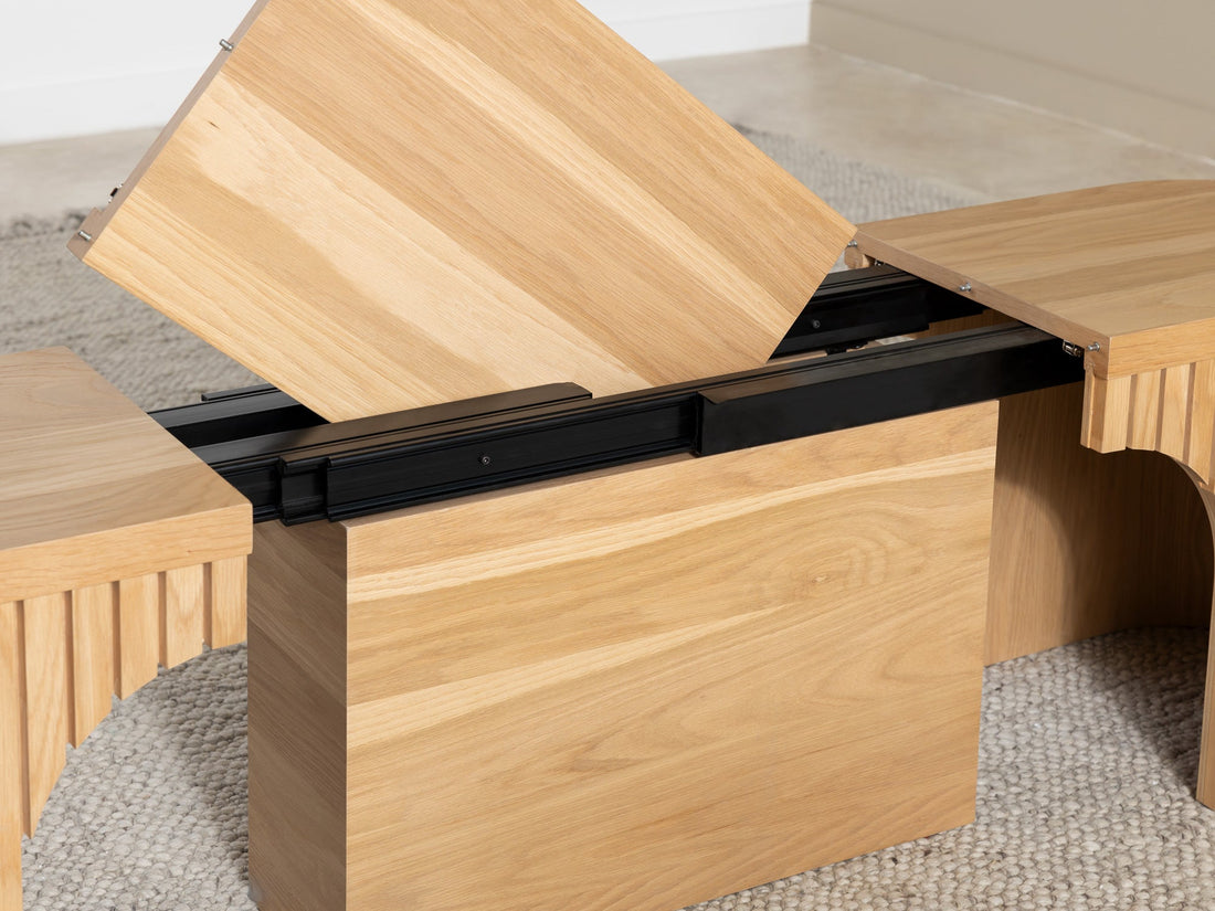 Banc extensible courbé pour table ronde, jusqu’à 4 places, chêne scandinave — vue 13