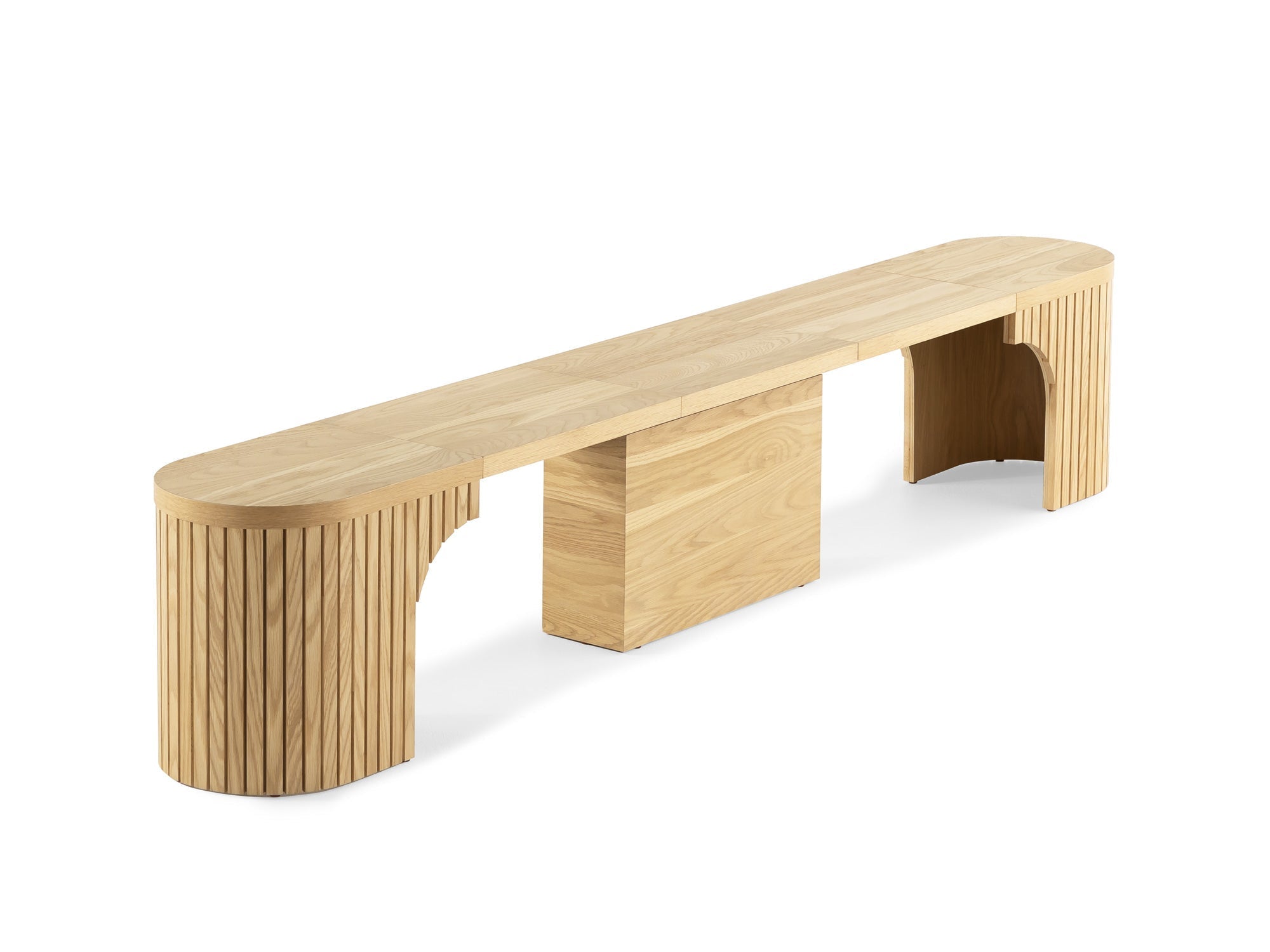Banc extensible courbé pour table ronde, jusqu’à 4 places, chêne scandinave — vue 1