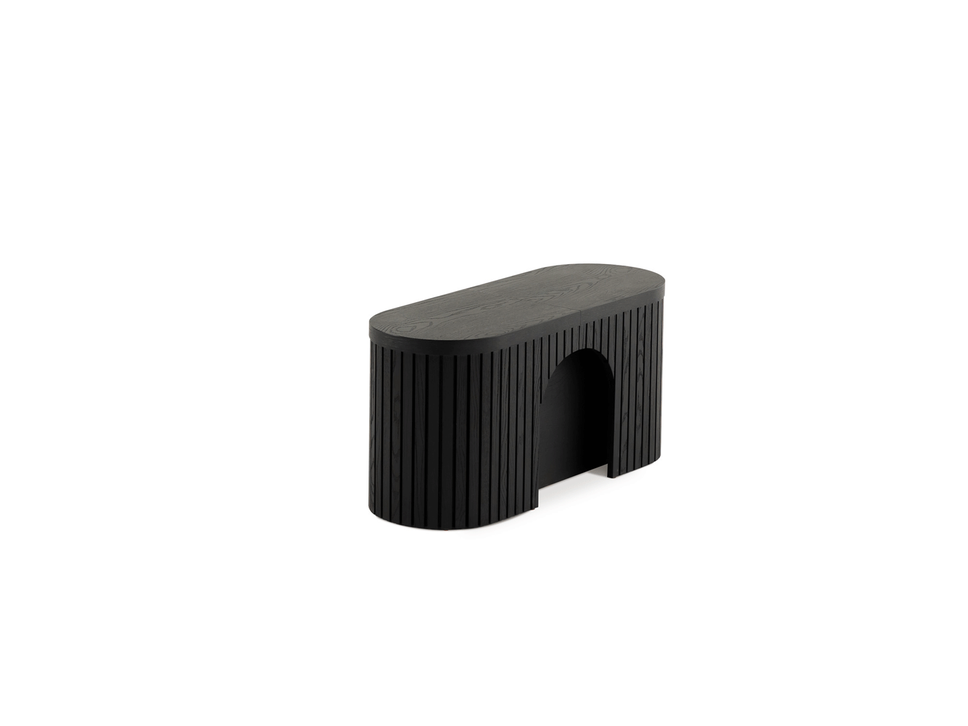Banc extensible courbé pour table ronde, jusqu’à 4 places, hickory fumé — vue 2