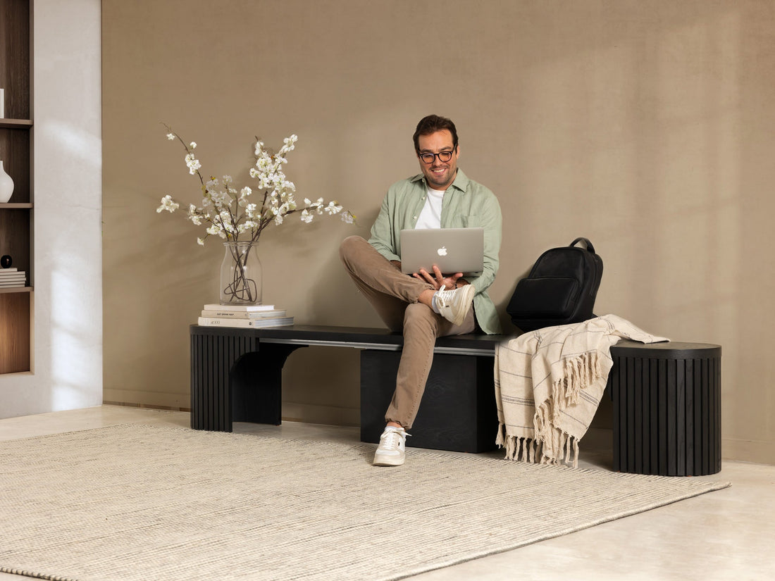 Banc extensible courbé pour table ronde, jusqu’à 4 places, hickory fumé — vue 8