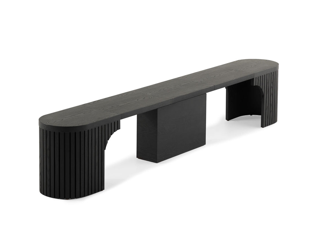 Banc extensible courbé pour table ronde, jusqu’à 4 places, hickory fumé — vue 1