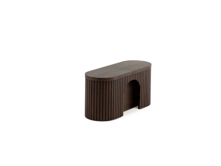 Banc extensible courbé pour table ronde, jusqu’à 4 places, noyer brun — vue 2