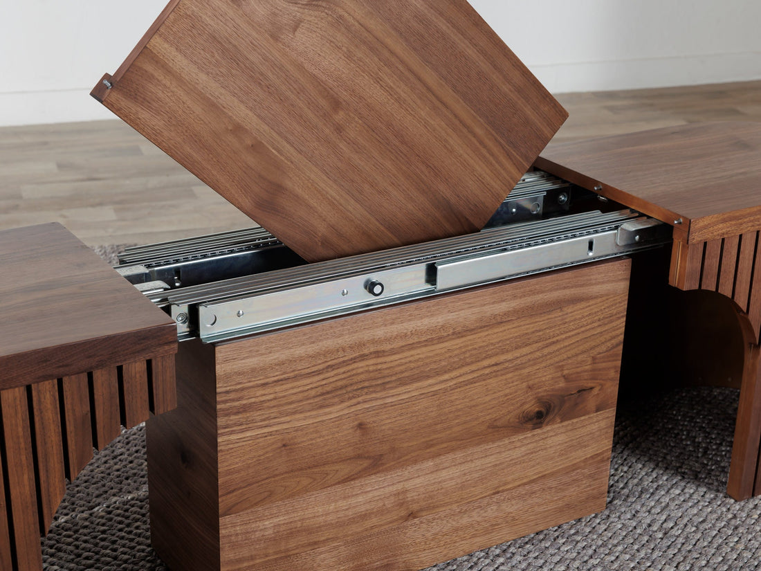 Banc extensible courbé pour table ronde, jusqu’à 4 places, noyer brun — vue 8