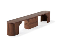 Banc extensible courbé pour table ronde, jusqu’à 4 places, noyer brun — vue 1