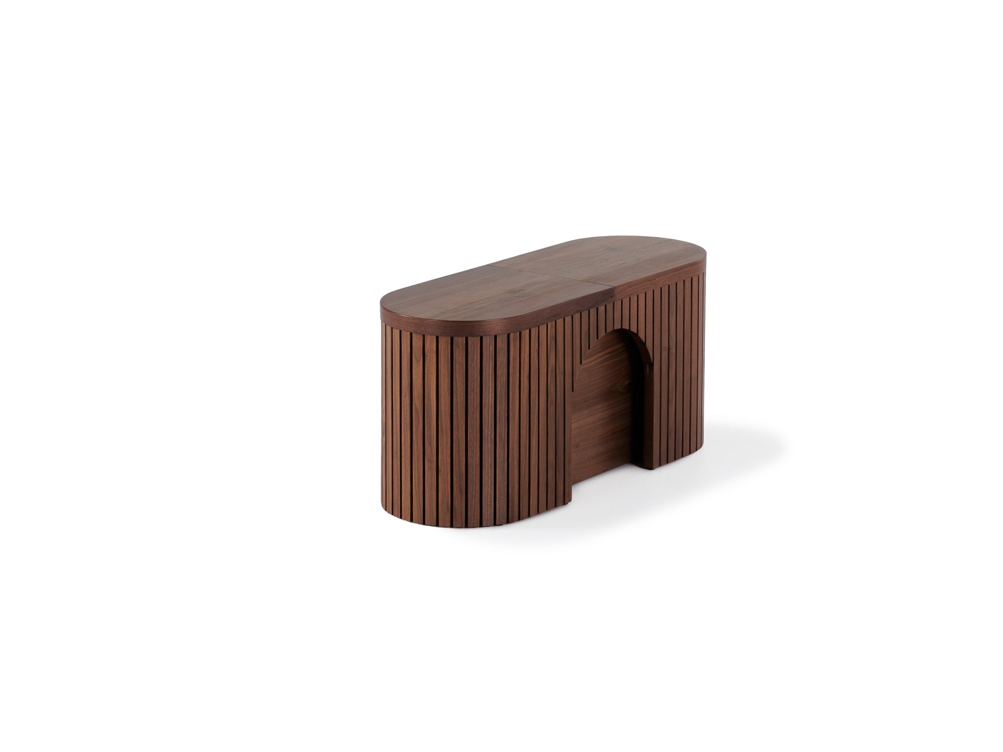 Banc extensible courbé pour table ronde, jusqu’à 4 places, noyer brun — vue 4