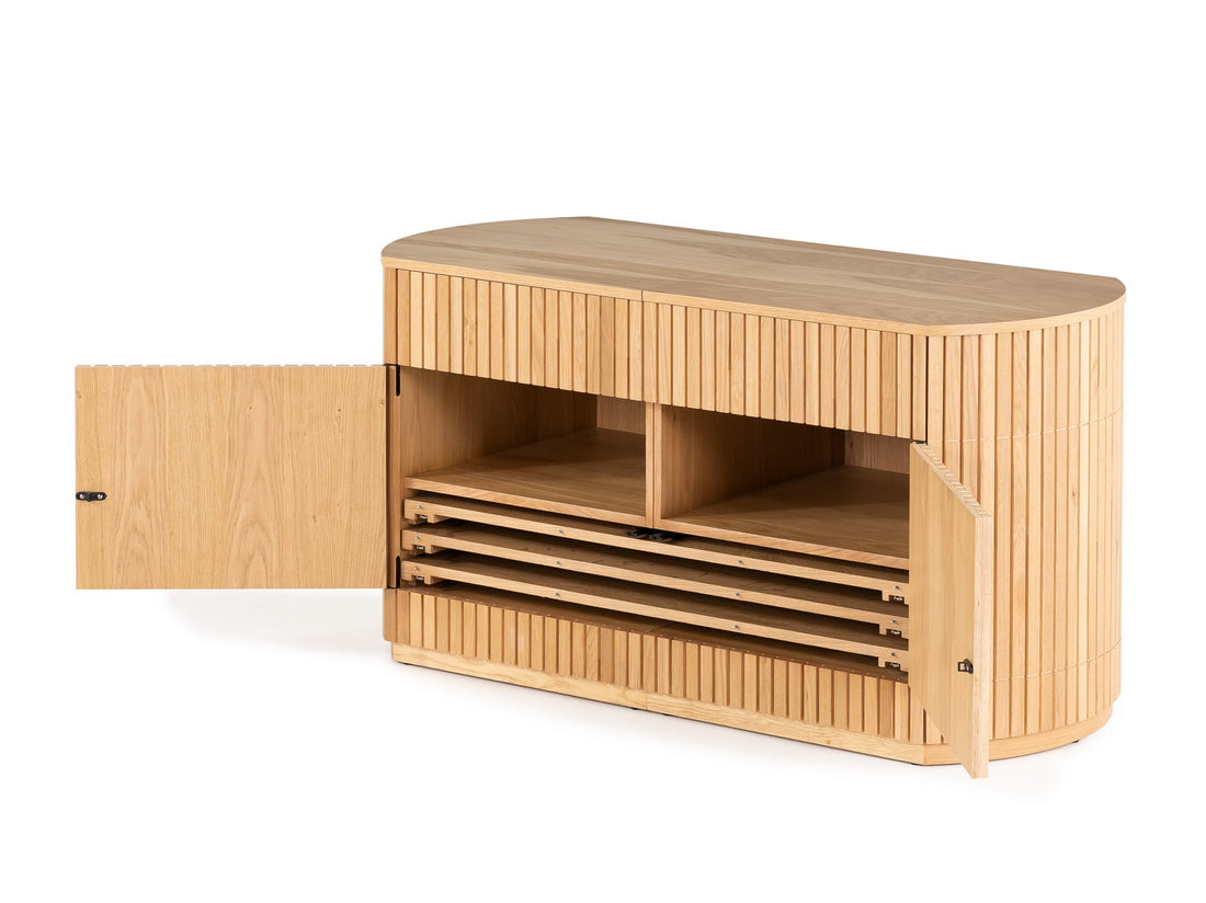 Buffet arrondi avec rangement intégré, chêne scandinave — vue 4