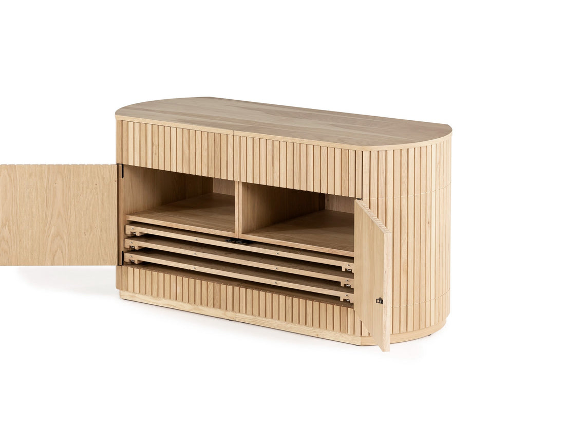 Buffet arrondi avec rangement intégré, chêne scandinave — vue 5
