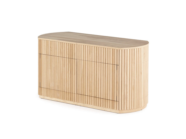Buffet arrondi avec rangement intégré, chêne scandinave — vue 1