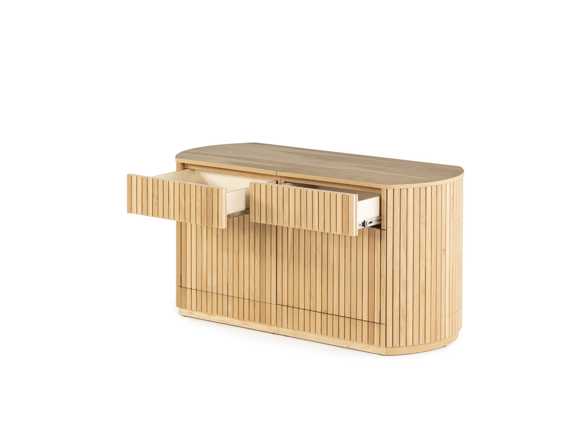 Buffet arrondi avec rangement intégré, hickory fumé — vue 4