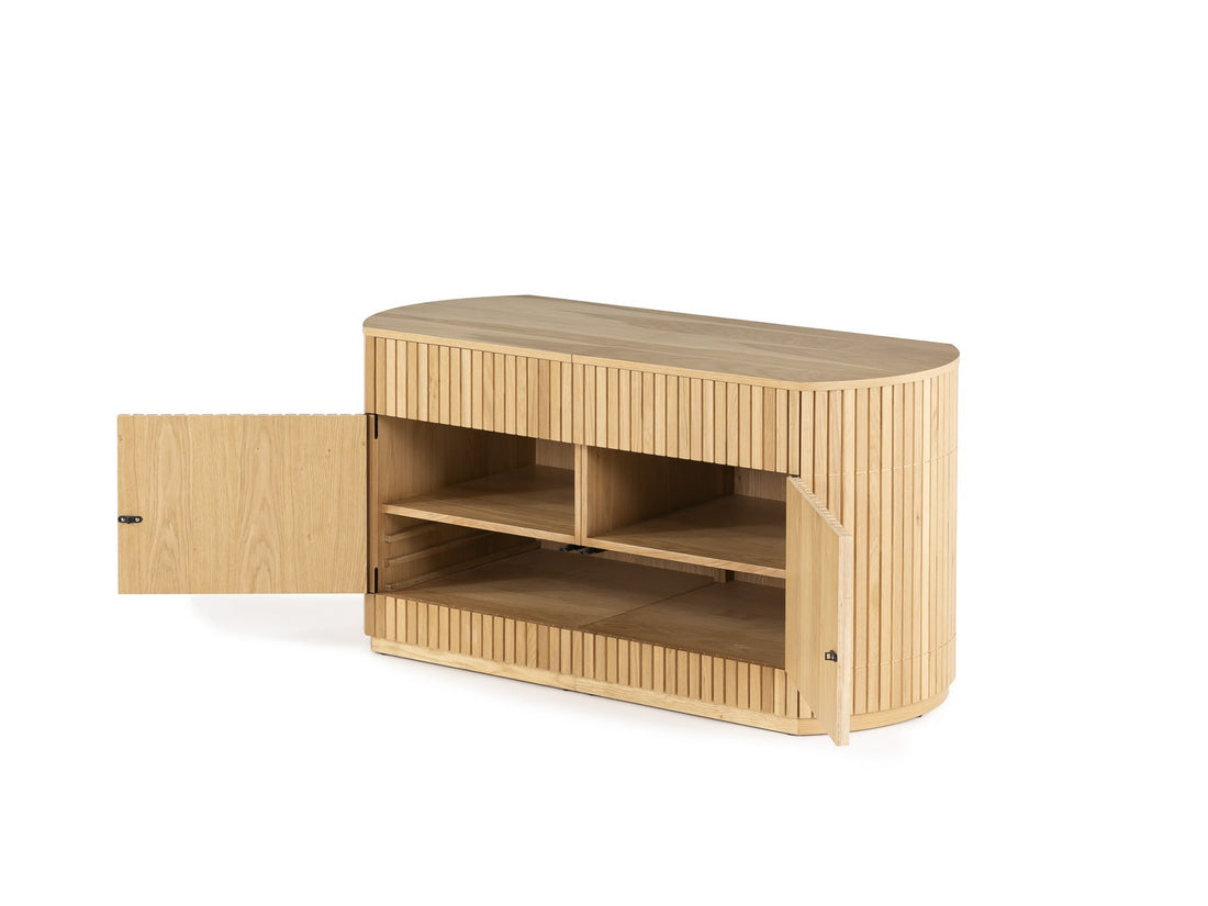 Buffet arrondi avec rangement intégré, hickory fumé — vue 5