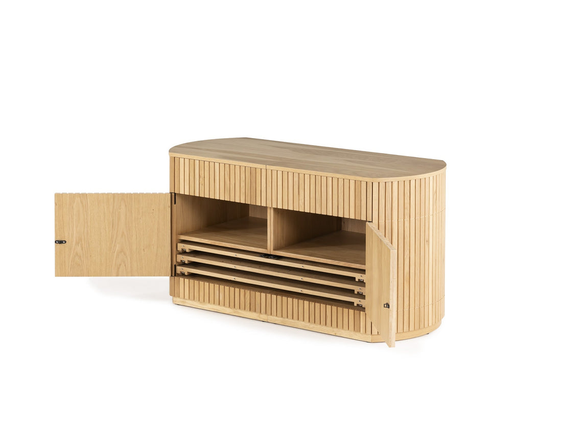 Buffet arrondi avec rangement intégré, hickory fumé — vue 6