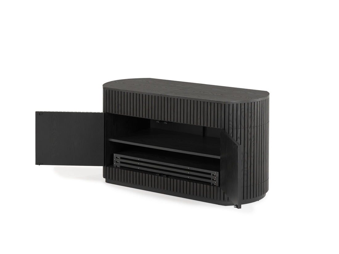 Buffet arrondi avec rangement intégré, hickory fumé — vue 10