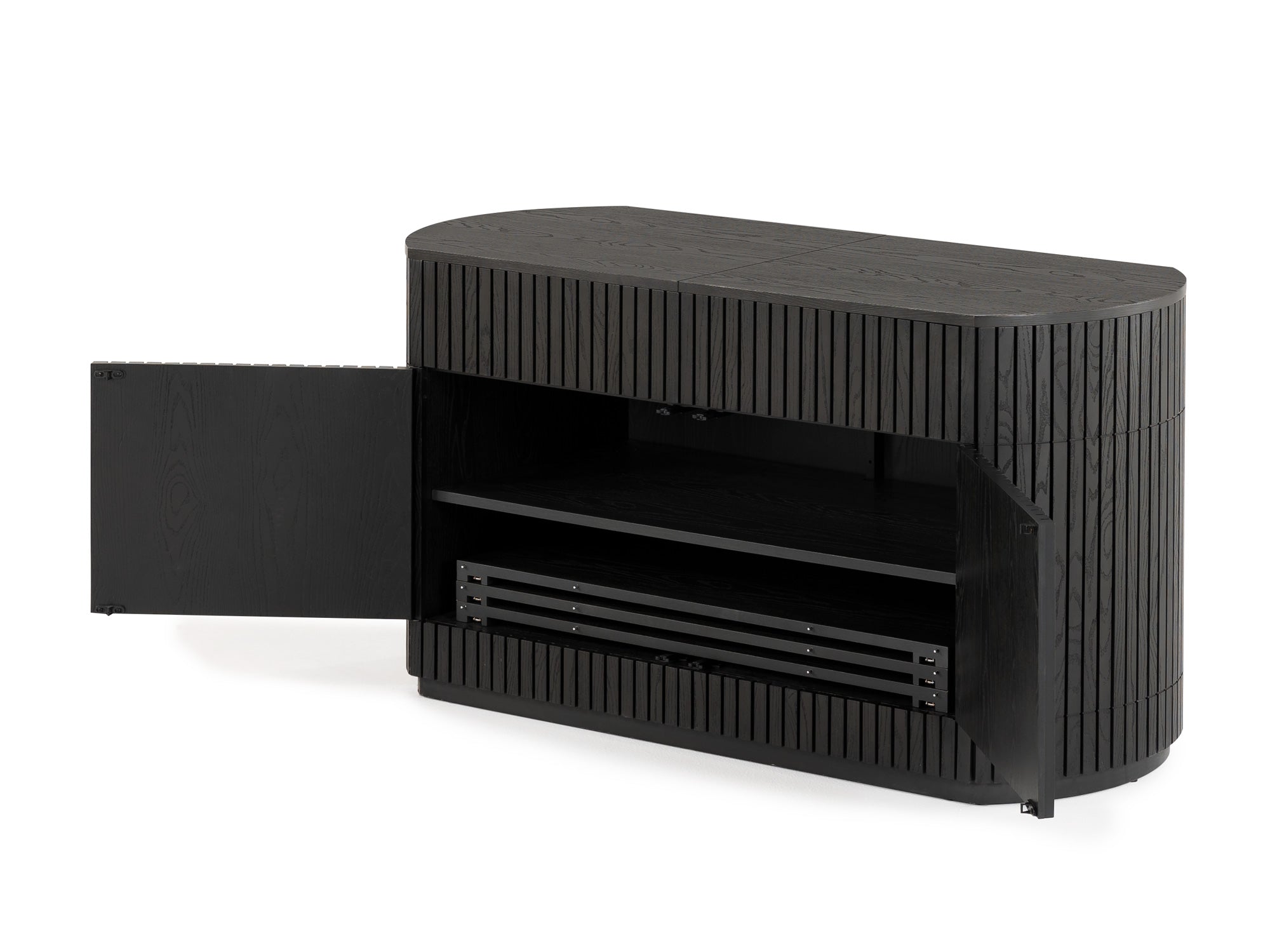 Buffet arrondi avec rangement intégré, hickory fumé — vue 12