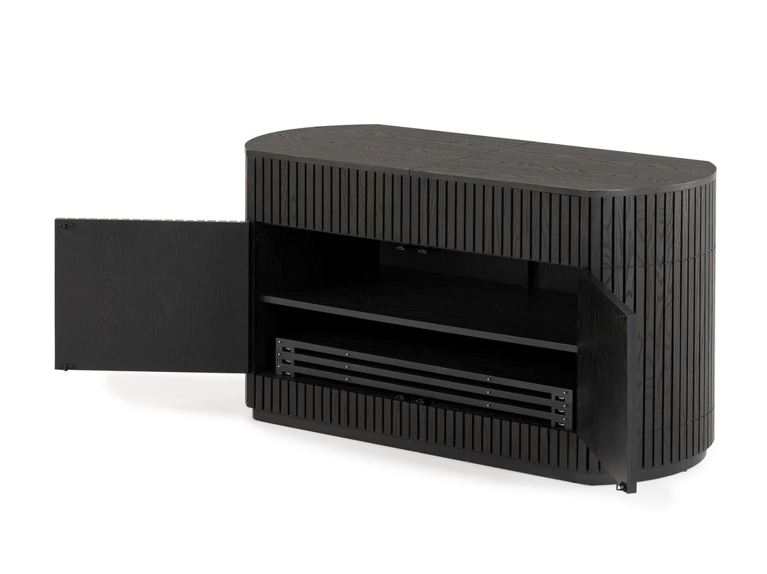 Buffet arrondi avec rangement intégré, hickory fumé — vue 12