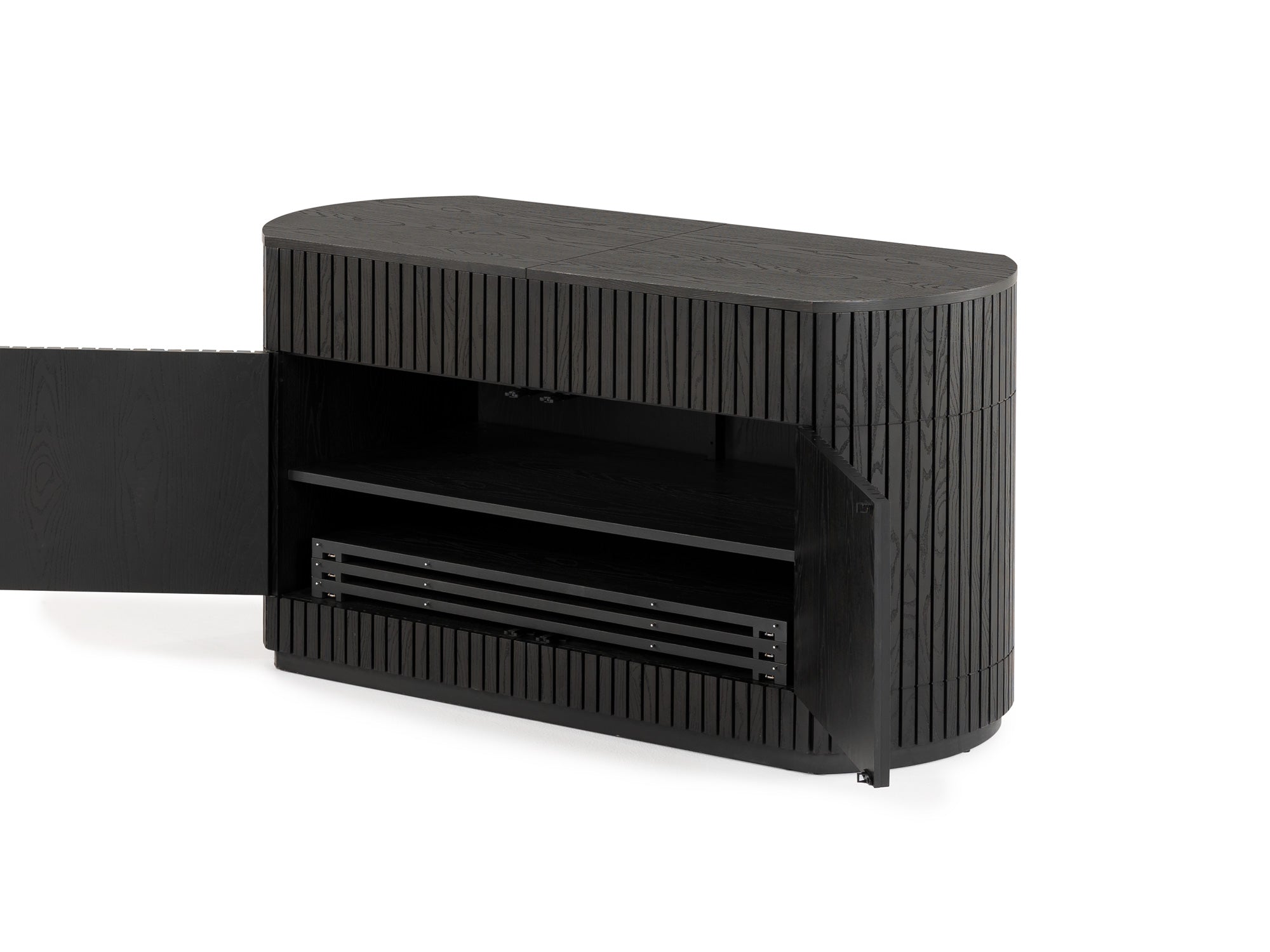 Buffet arrondi avec rangement intégré, hickory fumé — vue 13