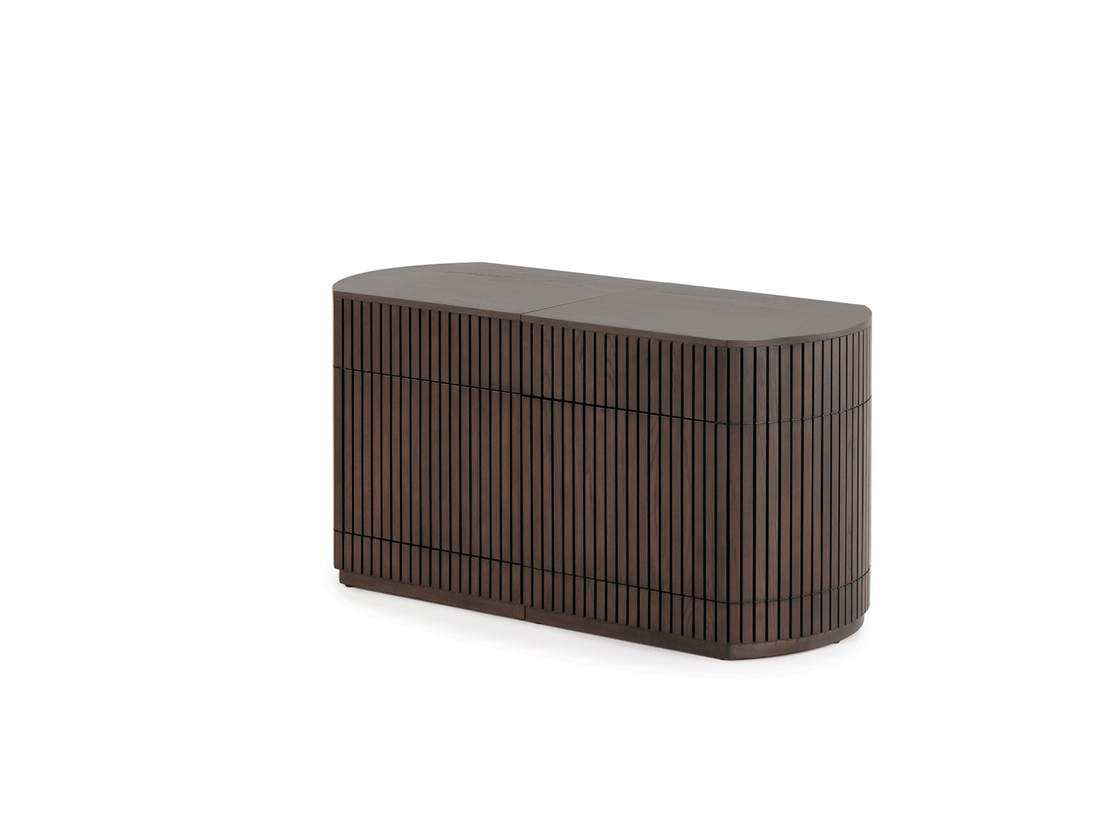 Buffet arrondi avec rangement intégré, noyer brun — vue 2