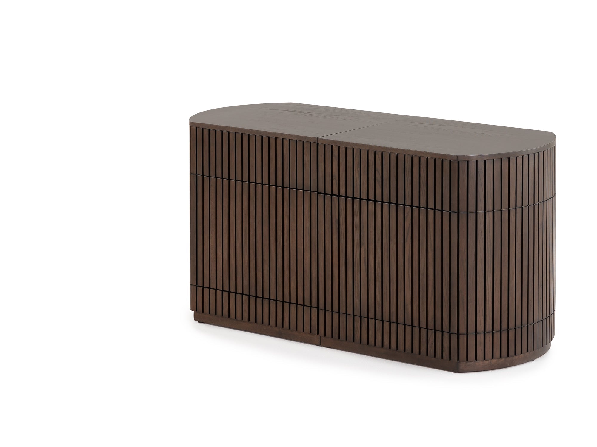 Buffet arrondi avec rangement intégré, noyer brun — vue 4