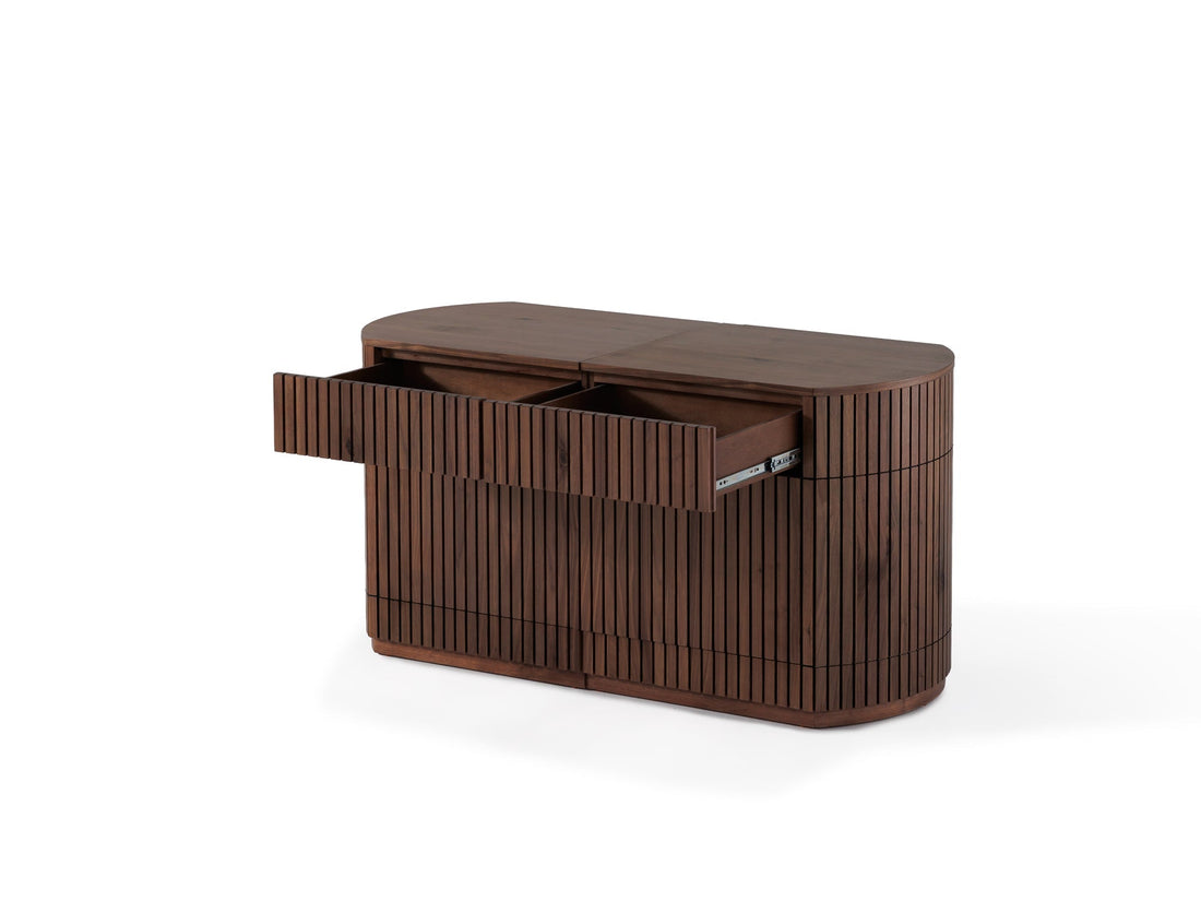 Buffet arrondi avec rangement intégré, noyer brun — vue 6