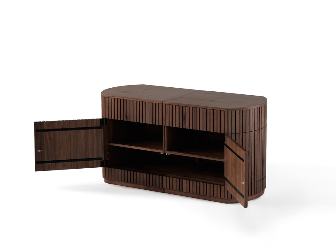 Buffet arrondi avec rangement intégré, noyer brun — vue 7