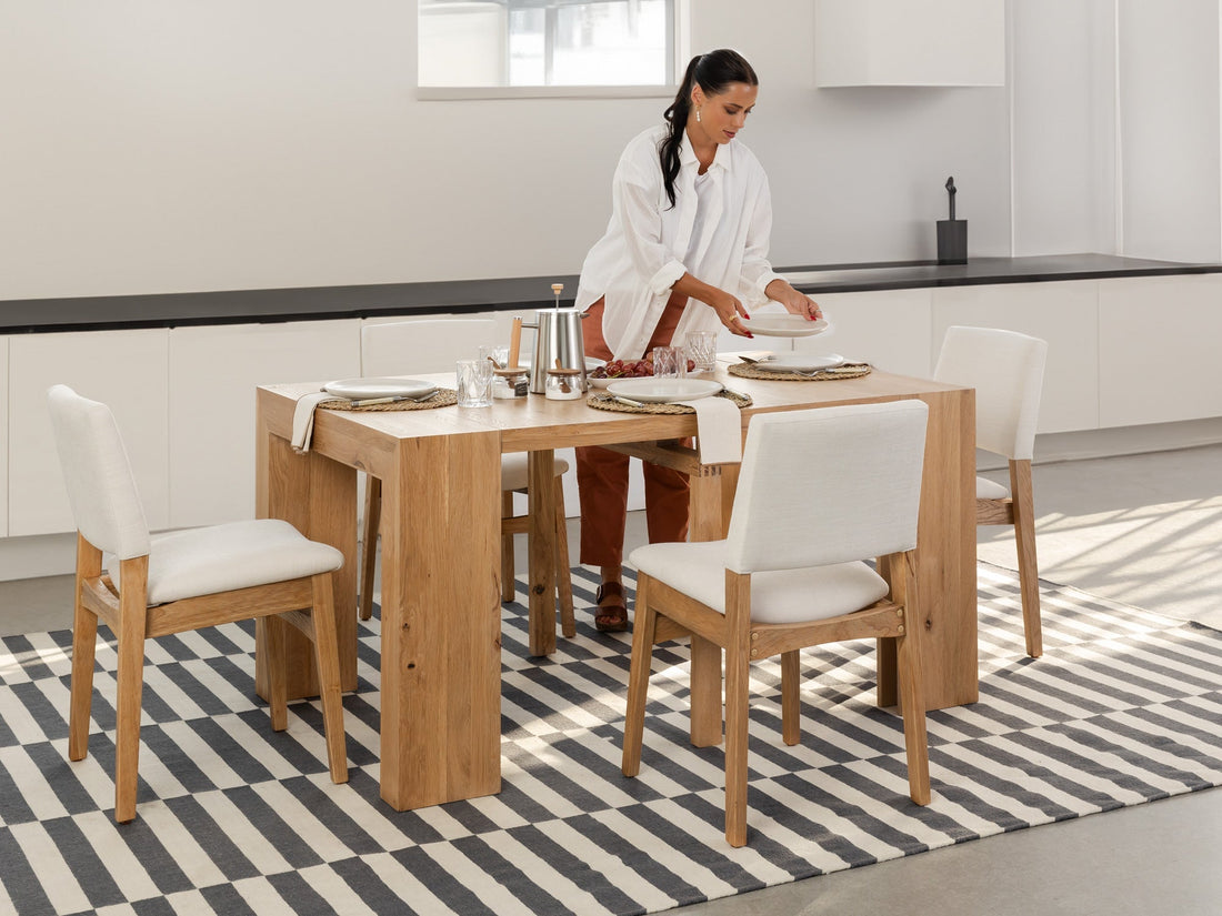 Chaise de salle à manger empilable en bois, chêne scandinave — vue 14