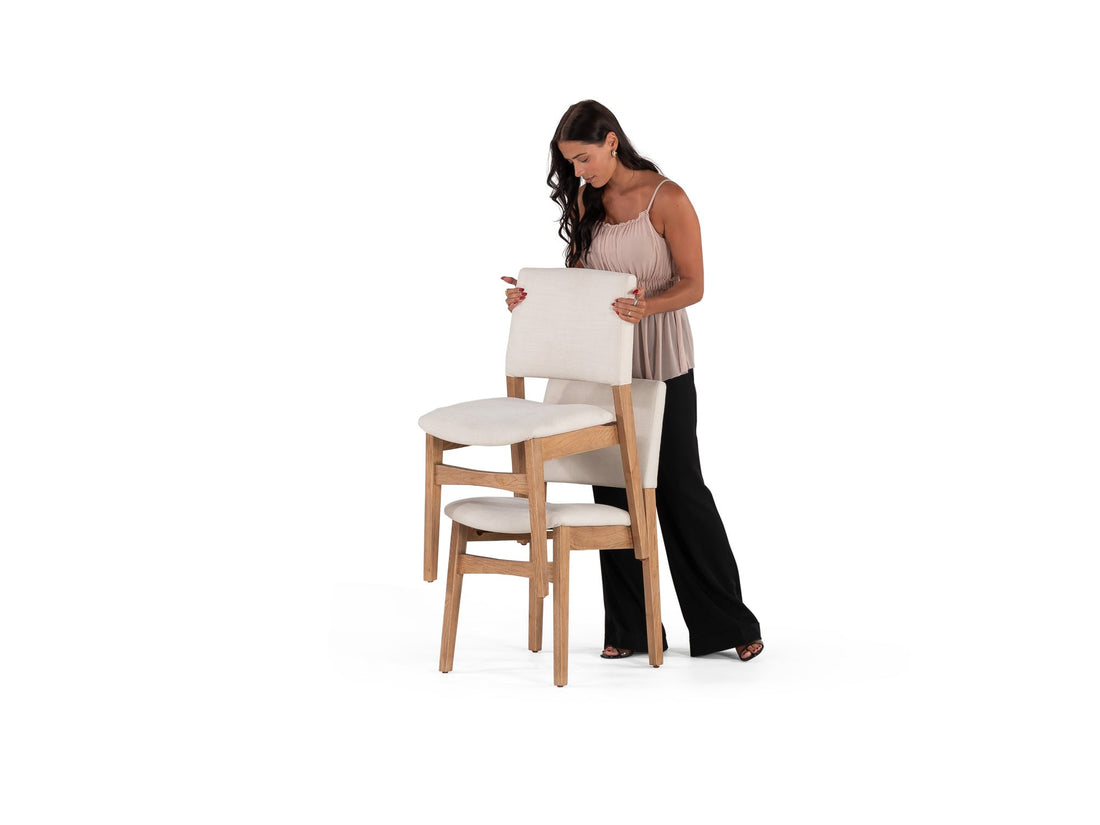 Chaise de salle à manger empilable en bois, chêne scandinave — vue 11