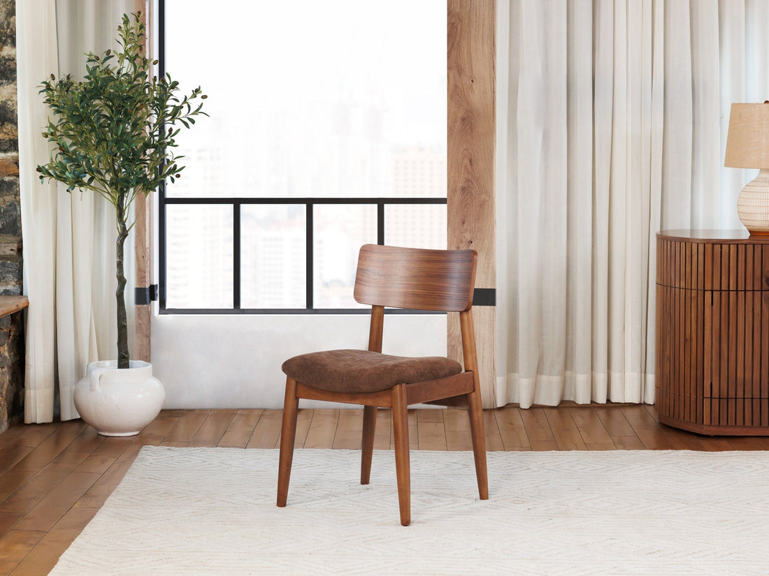 Chaise de salle à manger à dossier enveloppant, noyer brun — vue 8