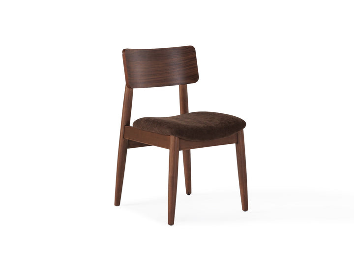 Chaise de salle à manger à dossier enveloppant, noyer brun — vue 1