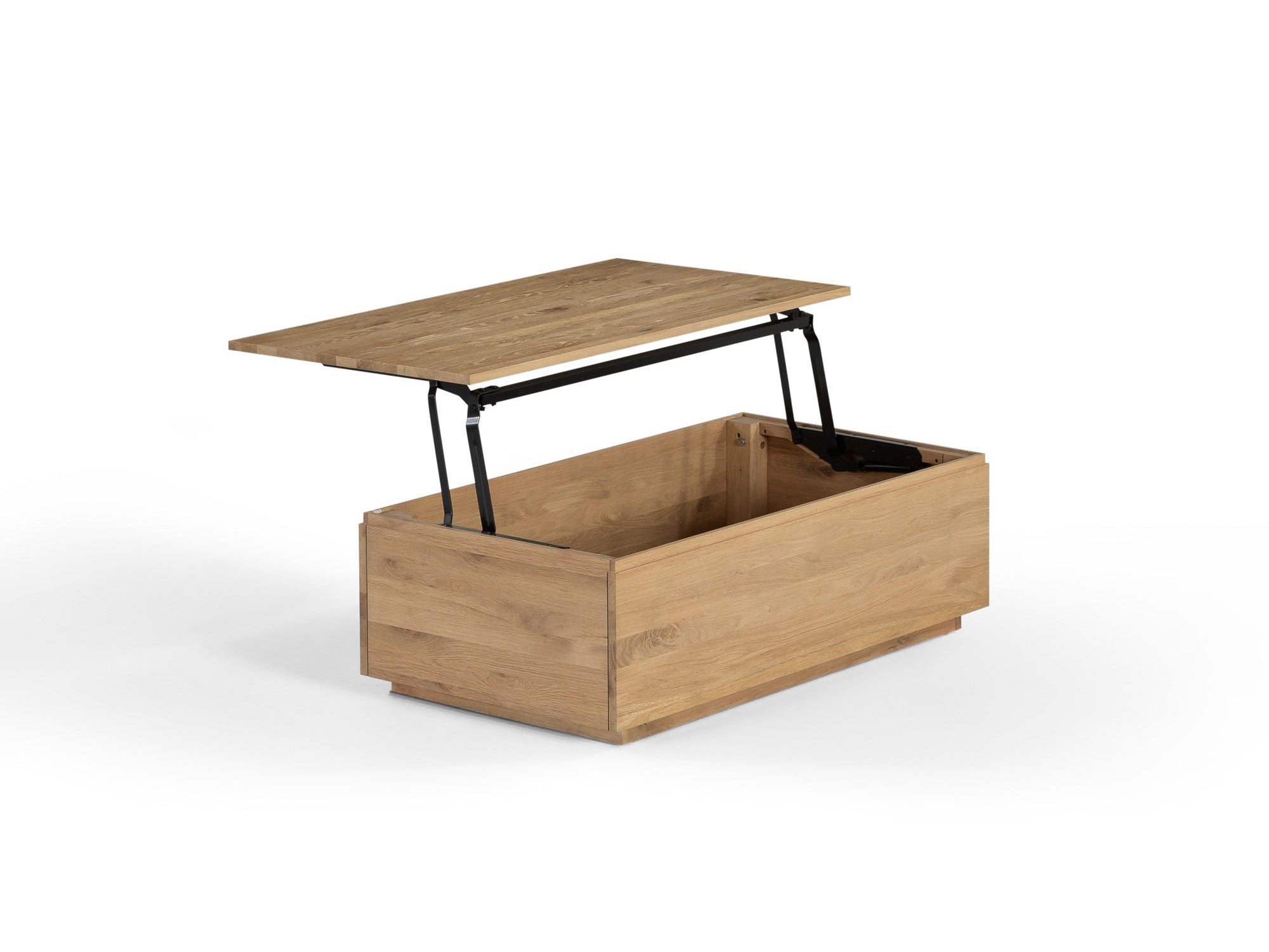 Table basse relevable et extensible en bois, avec rangement, chêne scandinave — vue 7