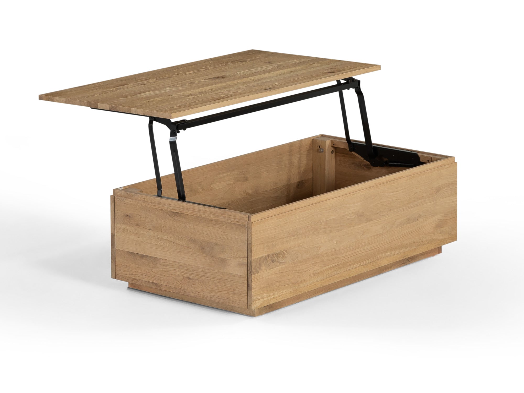 Table basse relevable et extensible en bois, avec rangement, chêne scandinave — vue 10