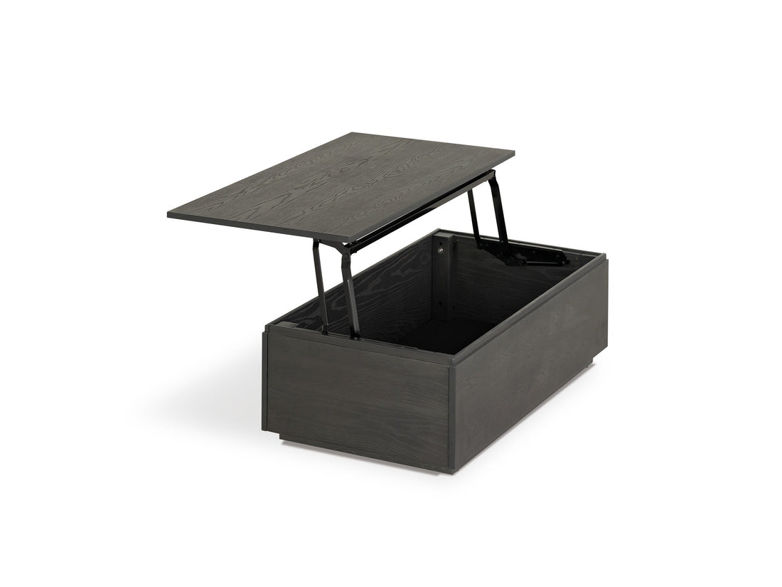 Table basse relevable et extensible en bois, avec rangement, hickory fumé — vue 3