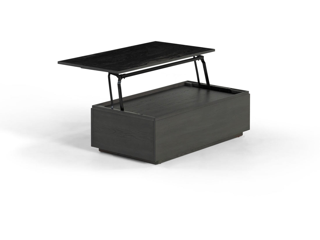 Table basse relevable et extensible en bois, avec rangement, hickory fumé — vue 5