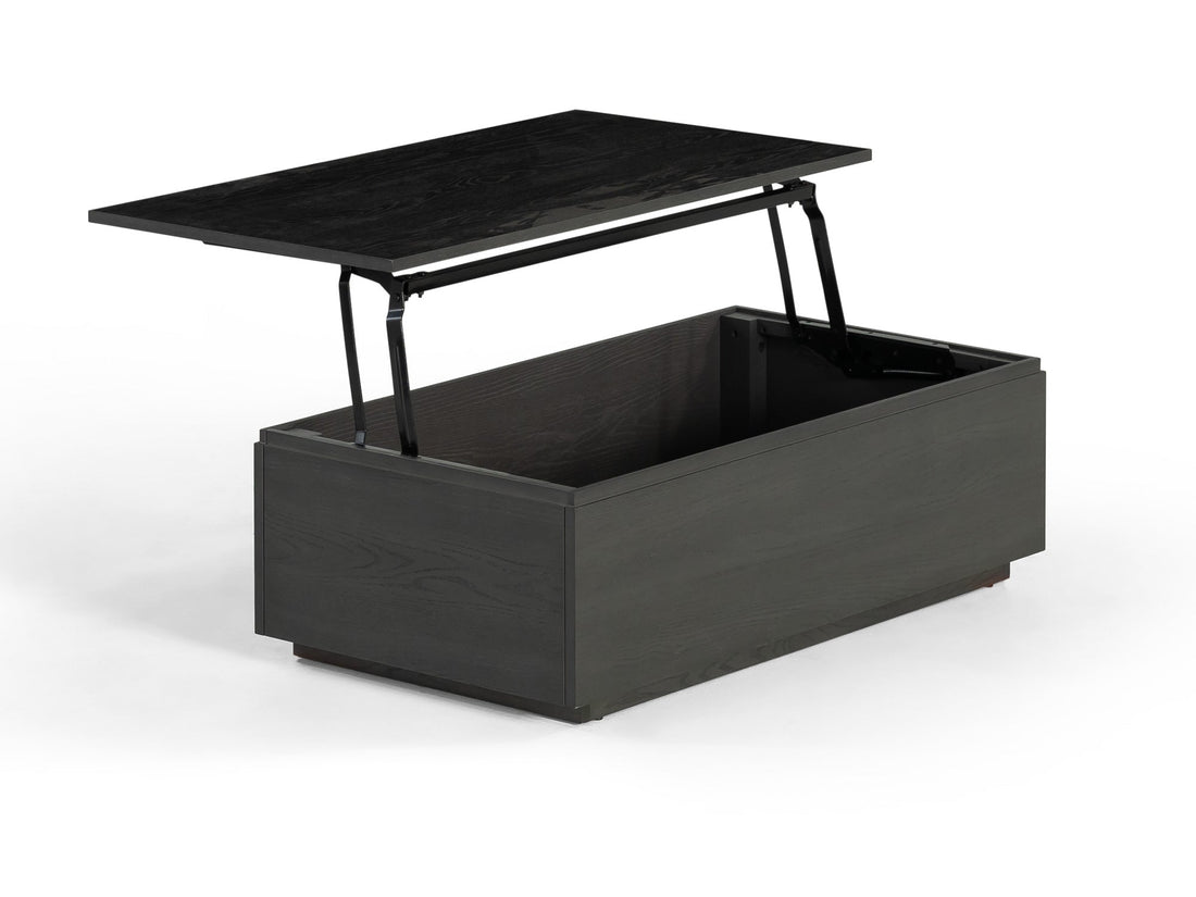 Table basse relevable et extensible en bois, avec rangement, hickory fumé — vue 10