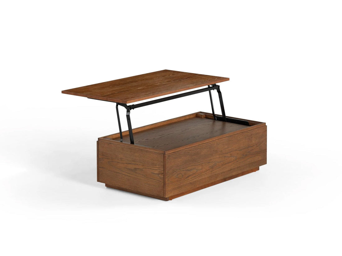 Table basse relevable et extensible en bois, avec rangement, noyer américain — vue 6