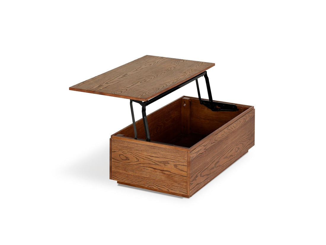 Table basse relevable et extensible en bois, avec rangement, noyer américain — vue 2