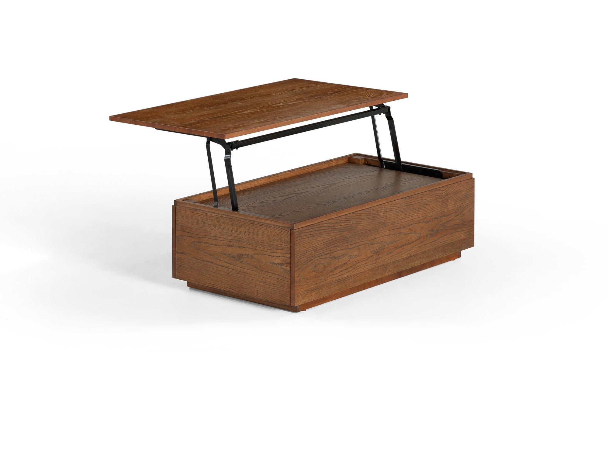 Table basse relevable et extensible en bois, avec rangement, noyer américain — vue 4