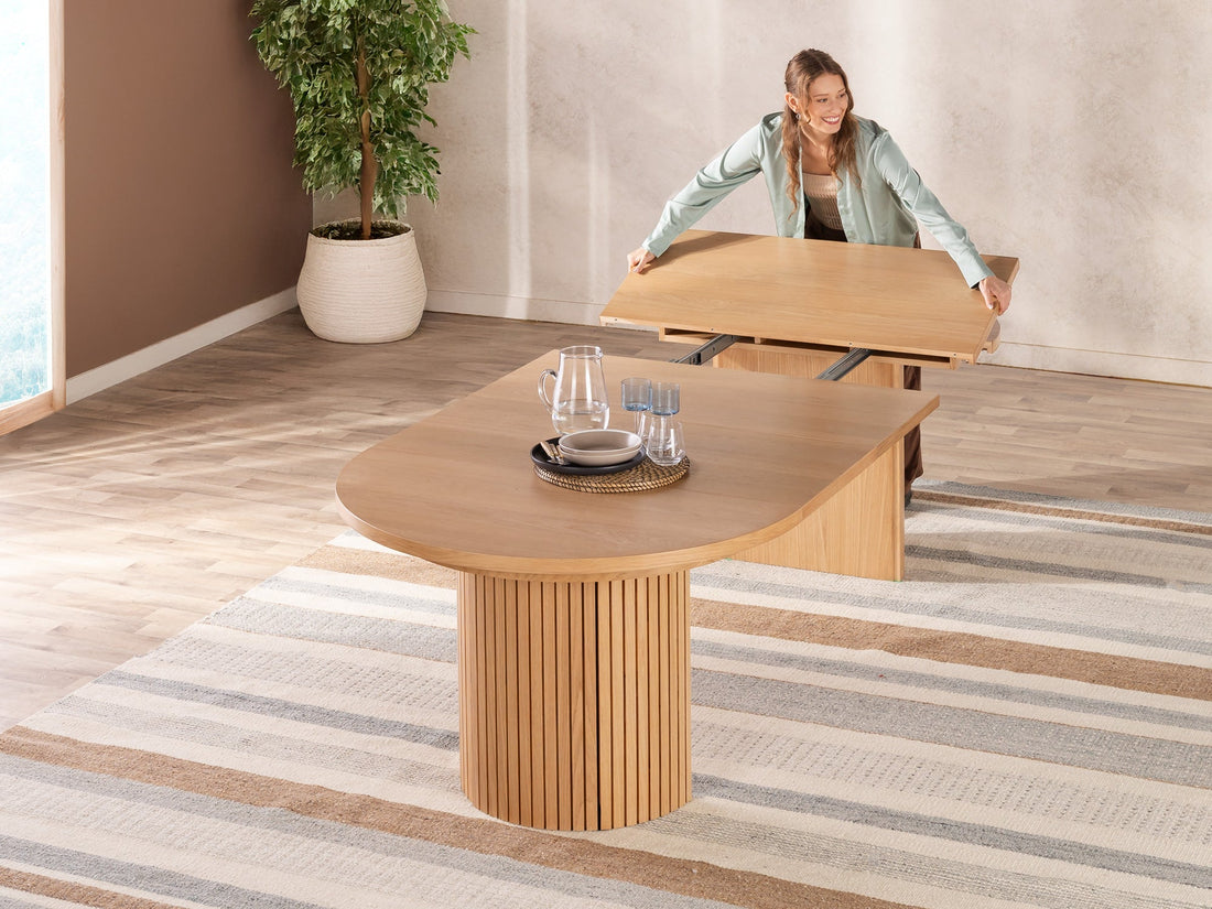 Table ronde extensible en bois, ovale jusqu’à 10 personnes, chêne scandinave — vue 8