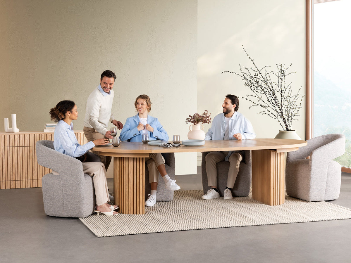 Table ronde extensible en bois, ovale jusqu’à 10 personnes, chêne scandinave — vue 9