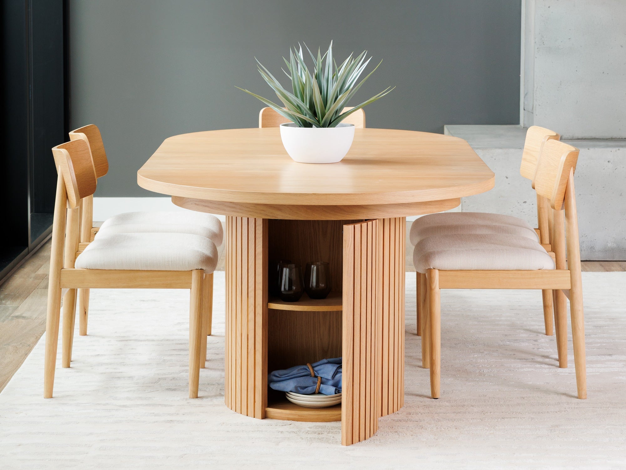 Table ronde extensible en bois, ovale jusqu’à 10 personnes, chêne scandinave — vue 11