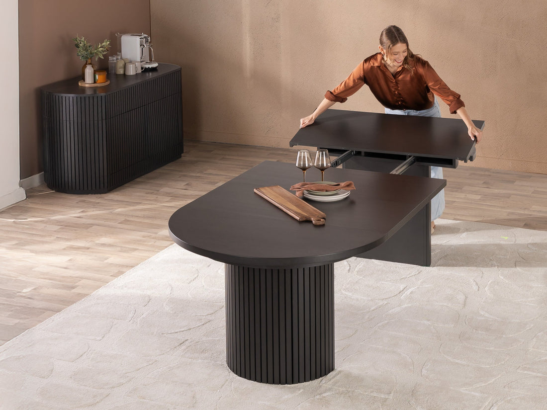 Table ronde extensible en bois, ovale jusqu’à 10 personnes, hickory fumé — vue 8