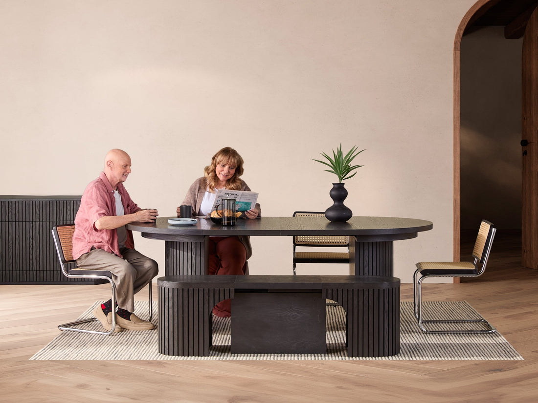 Table ronde extensible en bois, ovale jusqu’à 10 personnes, hickory fumé — vue 10