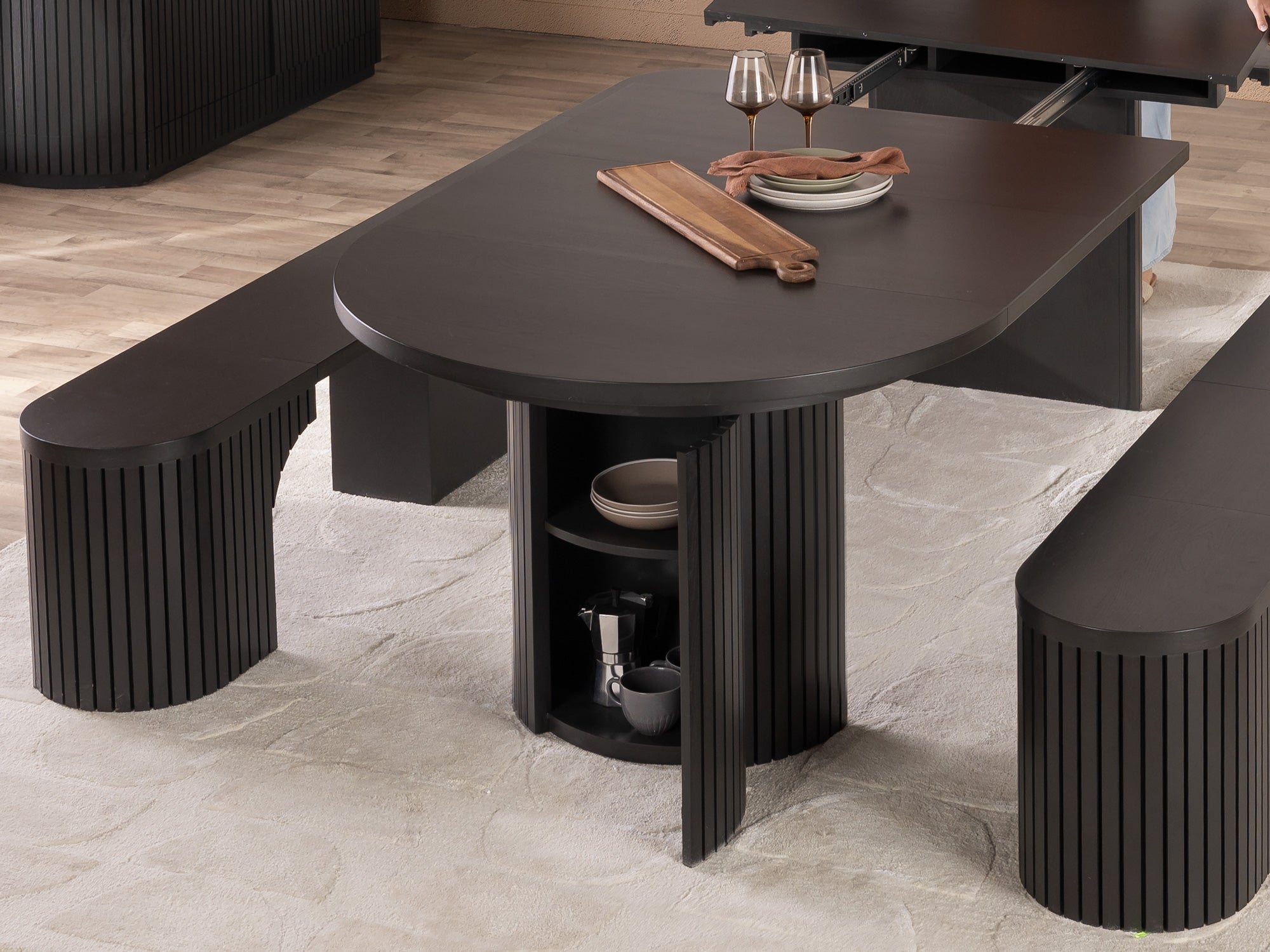 Table ronde extensible en bois, ovale jusqu’à 10 personnes, hickory fumé — vue 12