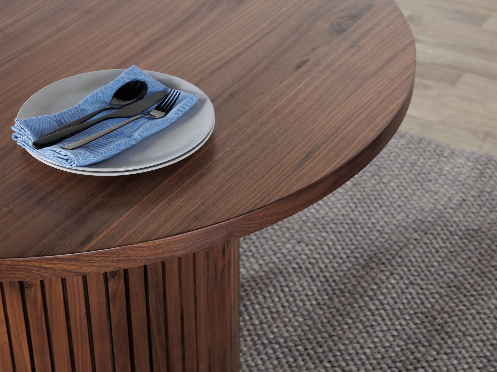 Table ronde extensible en bois, ovale jusqu’à 10 personnes, noyer brun — vue 18