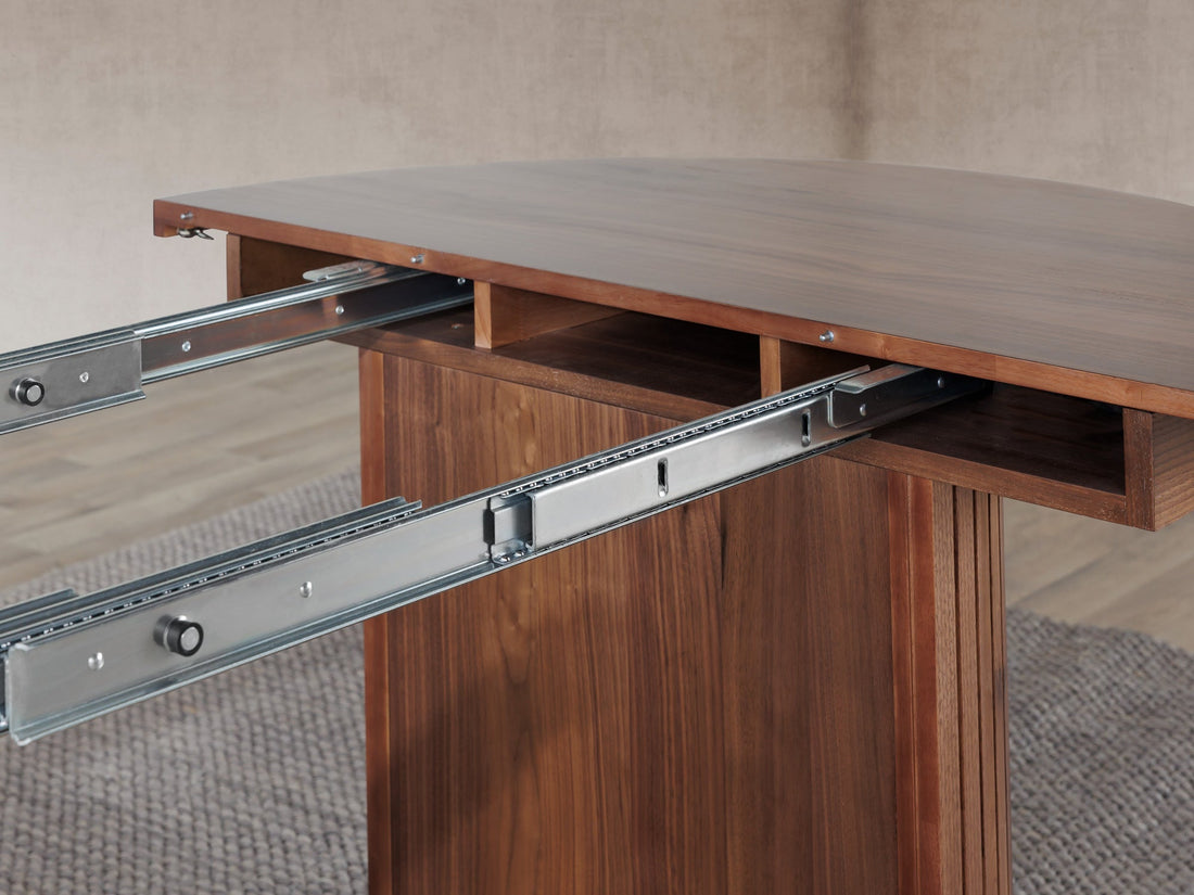 Table ronde extensible en bois, ovale jusqu’à 10 personnes, noyer brun — vue 19