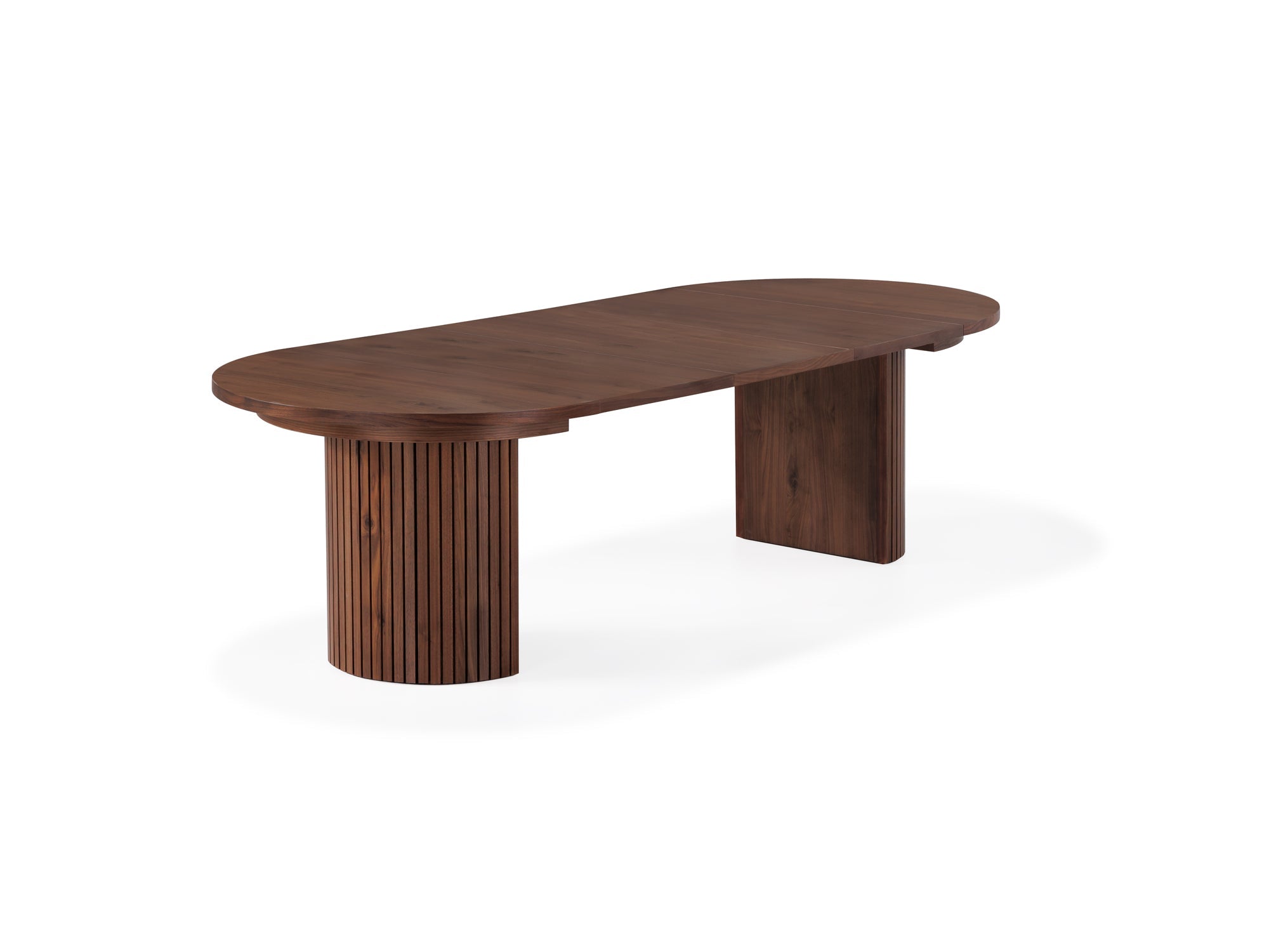 Table ronde extensible en bois, ovale jusqu’à 10 personnes, noyer brun — vue 1
