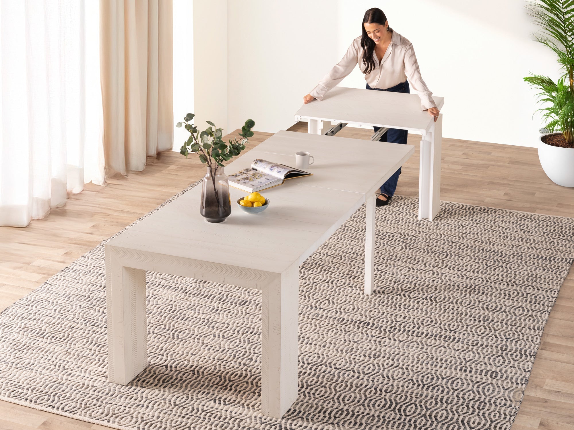 Table extensible en bois, de 4 à 12 personnes, bouleau canadien — vue 8