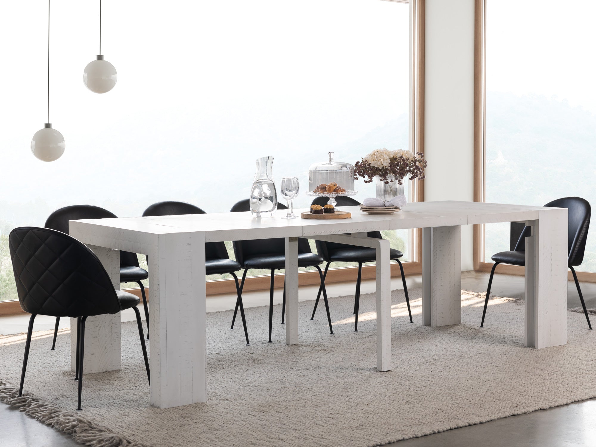 Table extensible en bois, de 4 à 12 personnes, bouleau canadien — vue 9